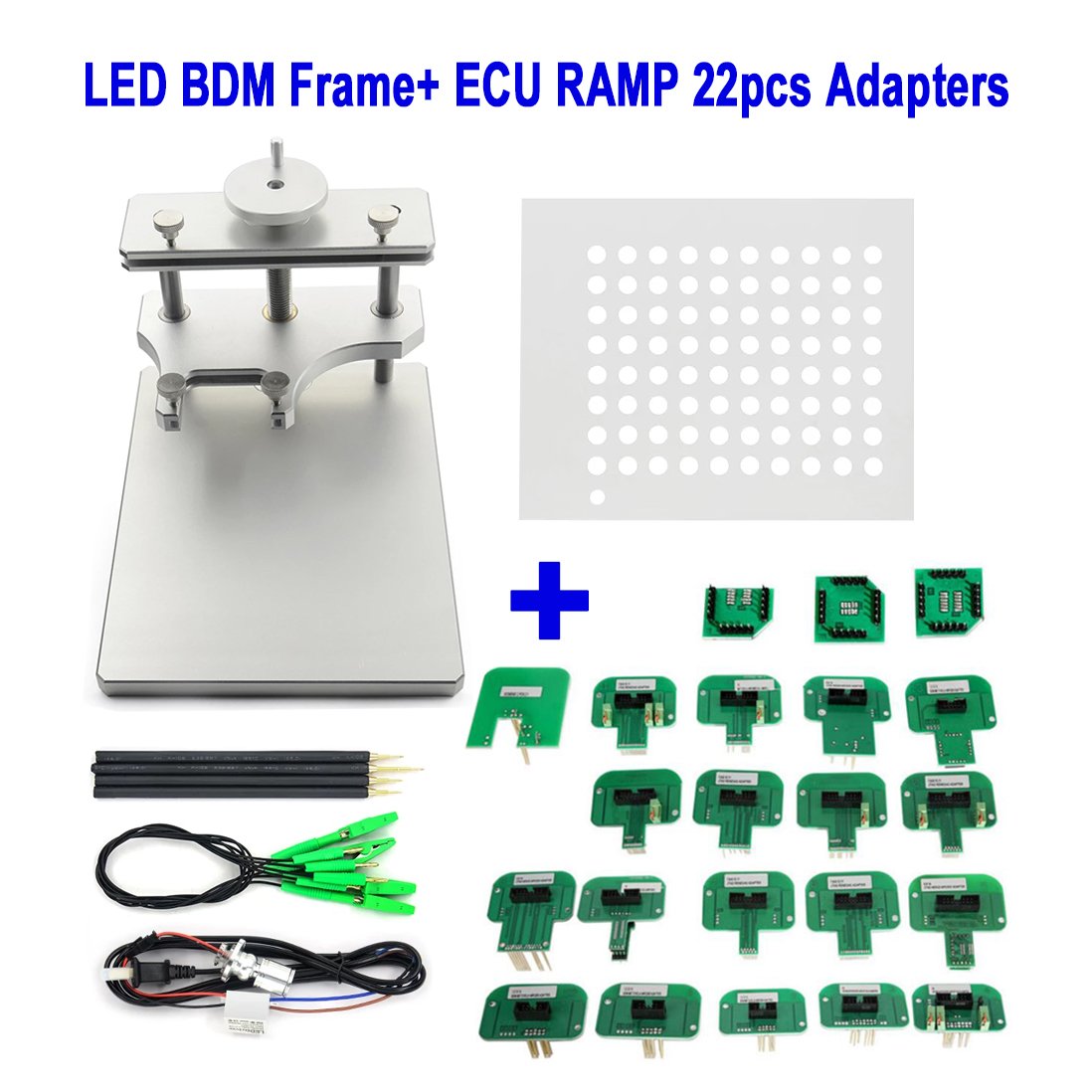 LED BDM Frame Stainless Steel with ECU RAMP 22pcs Adapters Full Set for KTAG KESS KTM
