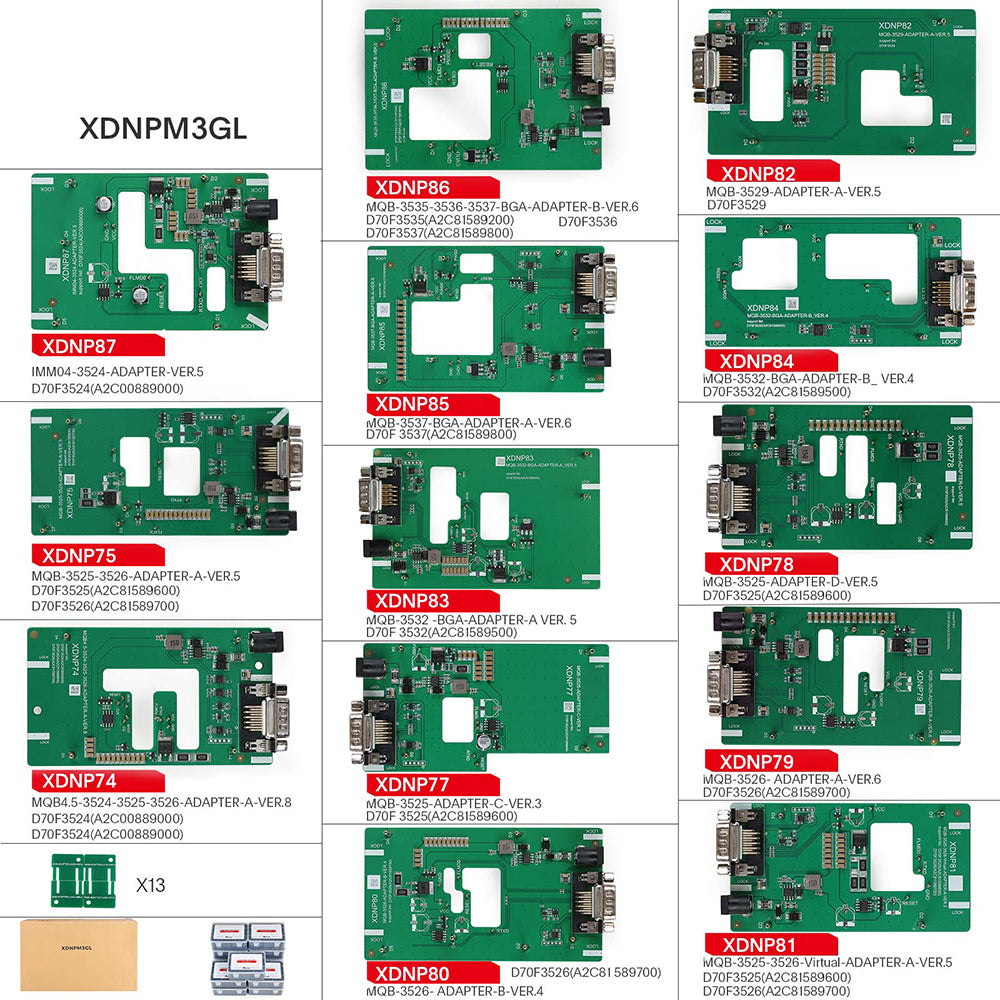 2023 Xhorse MQB48 No Disassembly No Soldering 13 Full Set Adapters XDNPM3GL