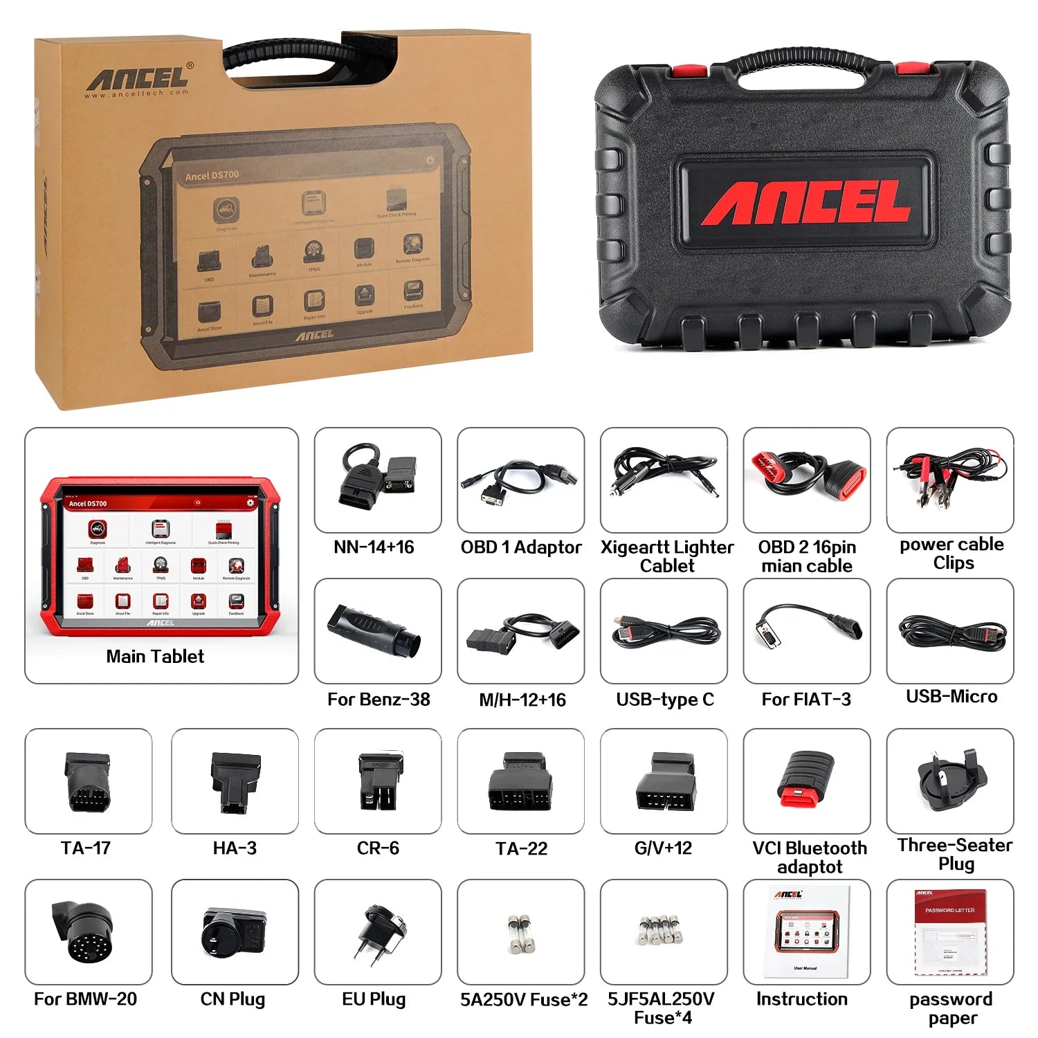 ANCEL DS700 All System OBD2 Diagnostic Tool with key programming ECU Coding 40+Reset Service