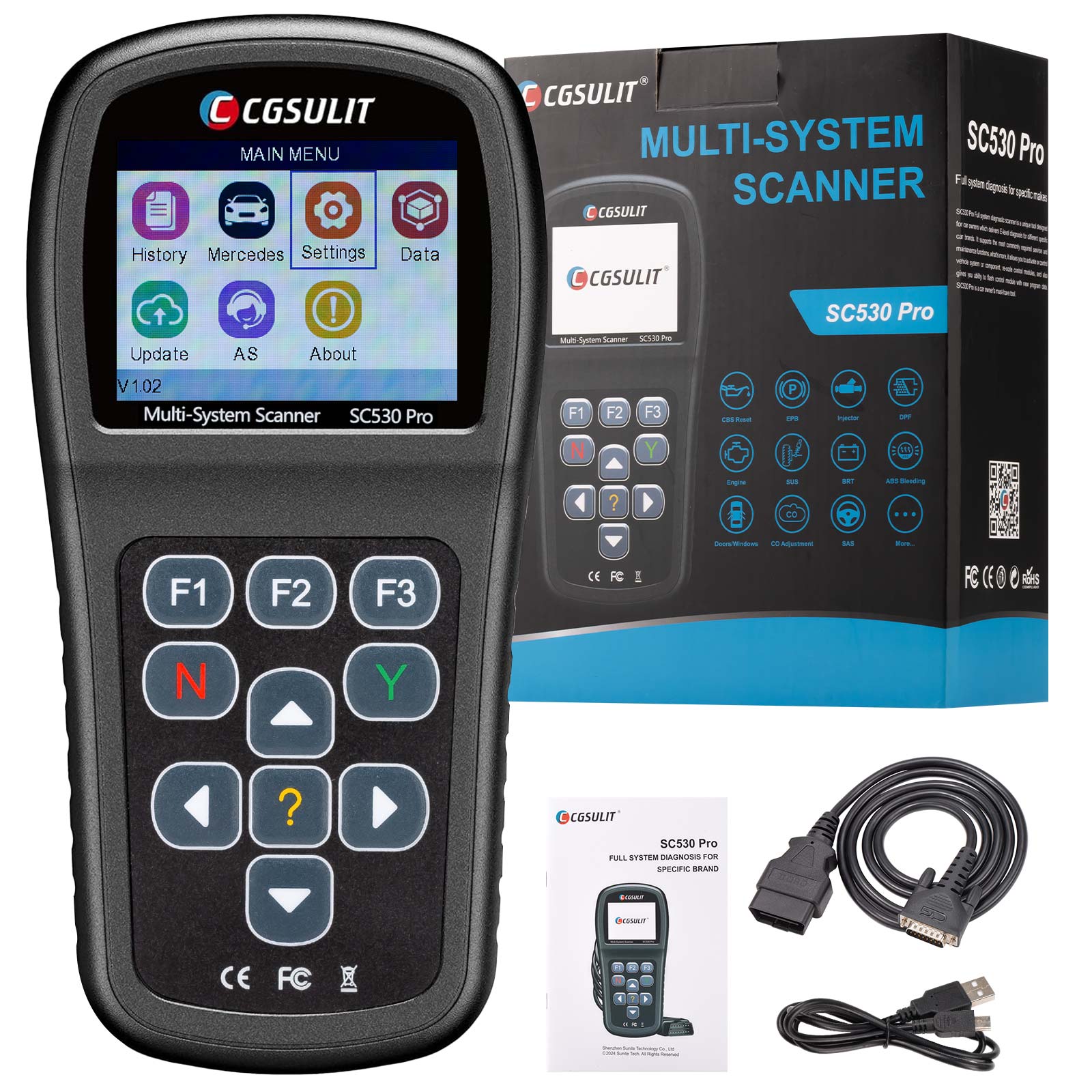 CGSULIT SC530 Pro Bi-Directional OBD2 Scanner Full-System Diagnostic Tool For Mercedes-Benz Vehicles 2025