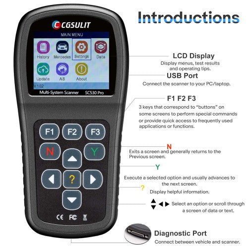 CGSULIT SC530 Pro Bi-Directional OBD2 Scanner Full-System Diagnostic Tool For Mercedes-Benz Vehicles 2025