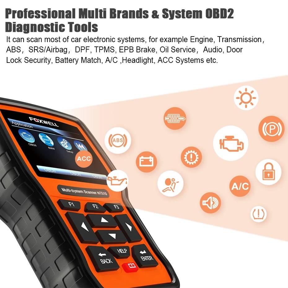 Foxwell NT510 Elite OBDII Scanner Supports Oil Reset EPB SAS TPS TPMS Full System Diagnostic Tool