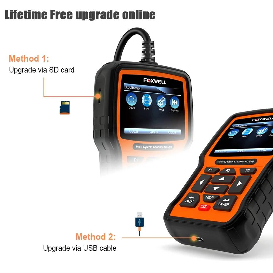 Foxwell NT510 Elite OBDII Scanner Supports Oil Reset EPB SAS TPS TPMS Full System Diagnostic Tool