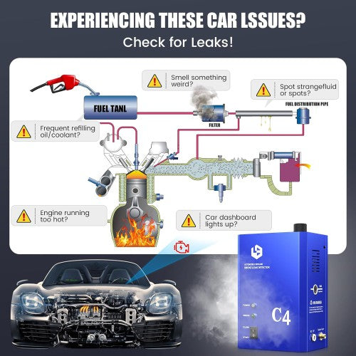 GODIAG C4/ A6 Smoke Leak Detector Test Leak in Vehicle Pipe Systems for Cars, Motorcycles, Snowmobiles, ATV, Boats