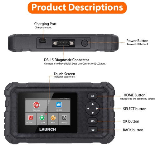 LAUNCH CRP129 HD Heavy Duty Diagnostic Tool Full System Diesel Scan  Support 7 Service Functions DPF Regeneration