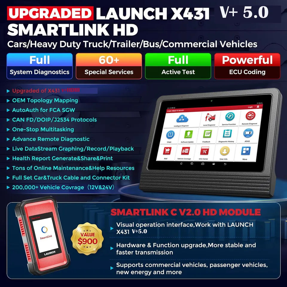 LAUNCH X431 PRO3S+Smartlink HD Heavy Duty Truck Diagnostic Scanner