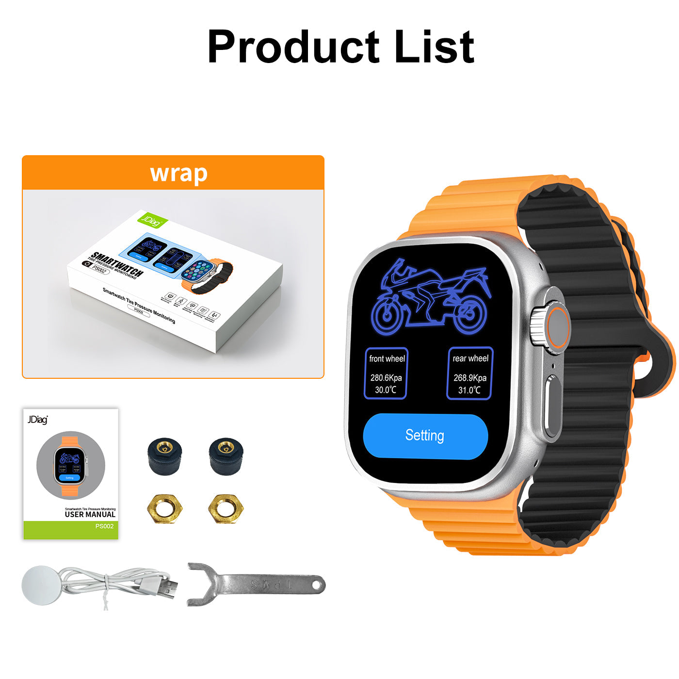 PS002 Smart Watch with TPMS Tire Pressure Monitoring