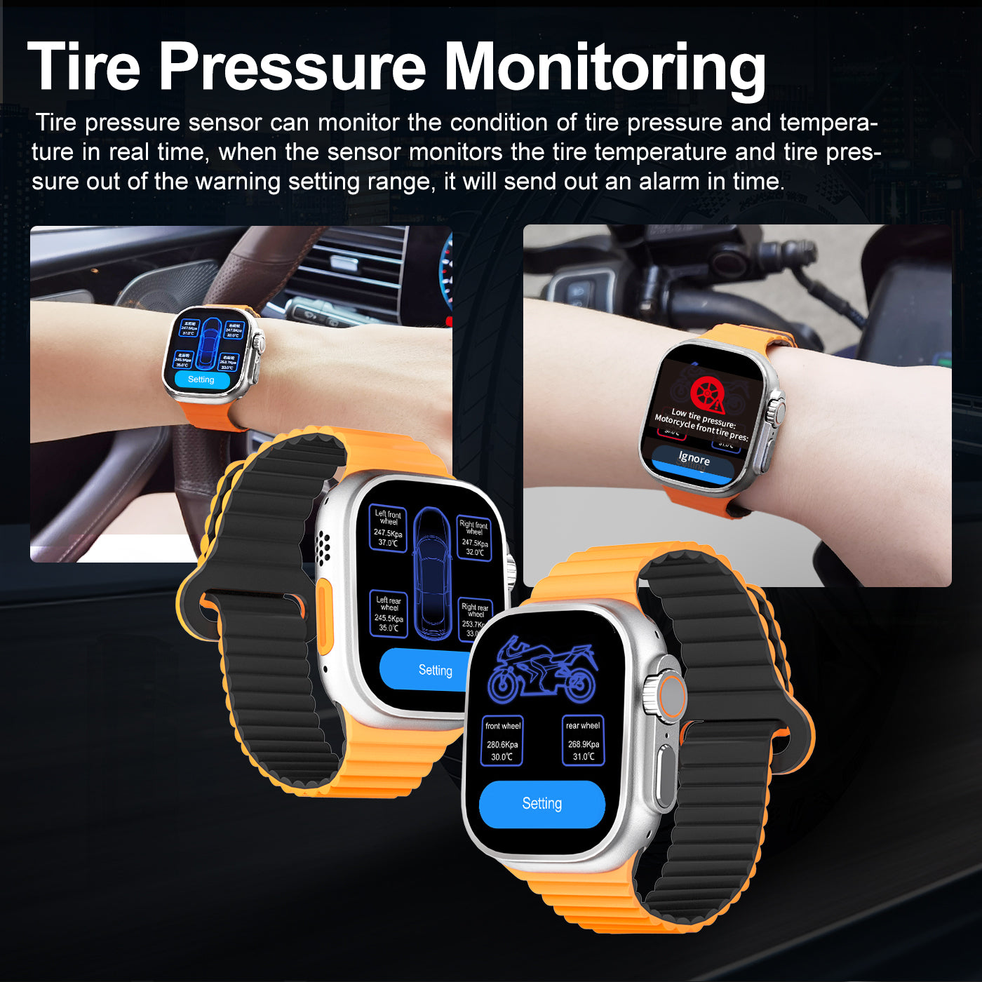 PS002 Smart Watch with TPMS Tire Pressure Monitoring