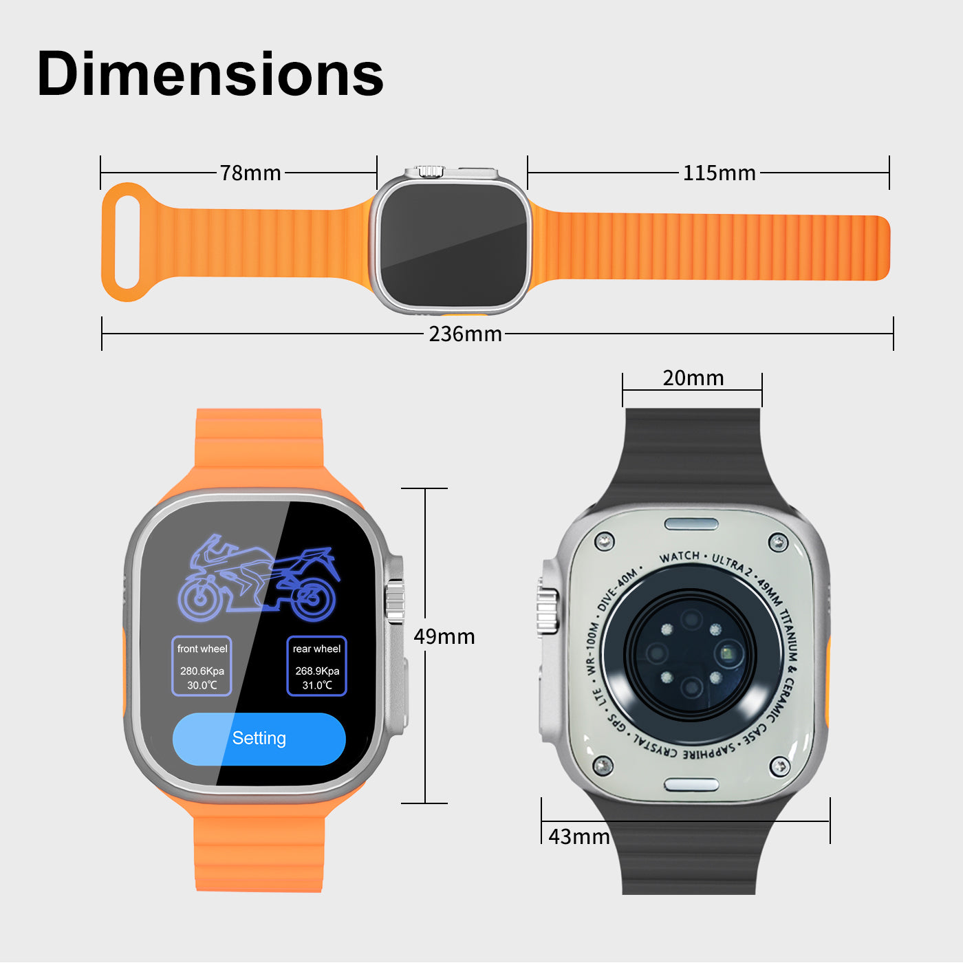 PS002 Smart Watch with TPMS Tire Pressure Monitoring