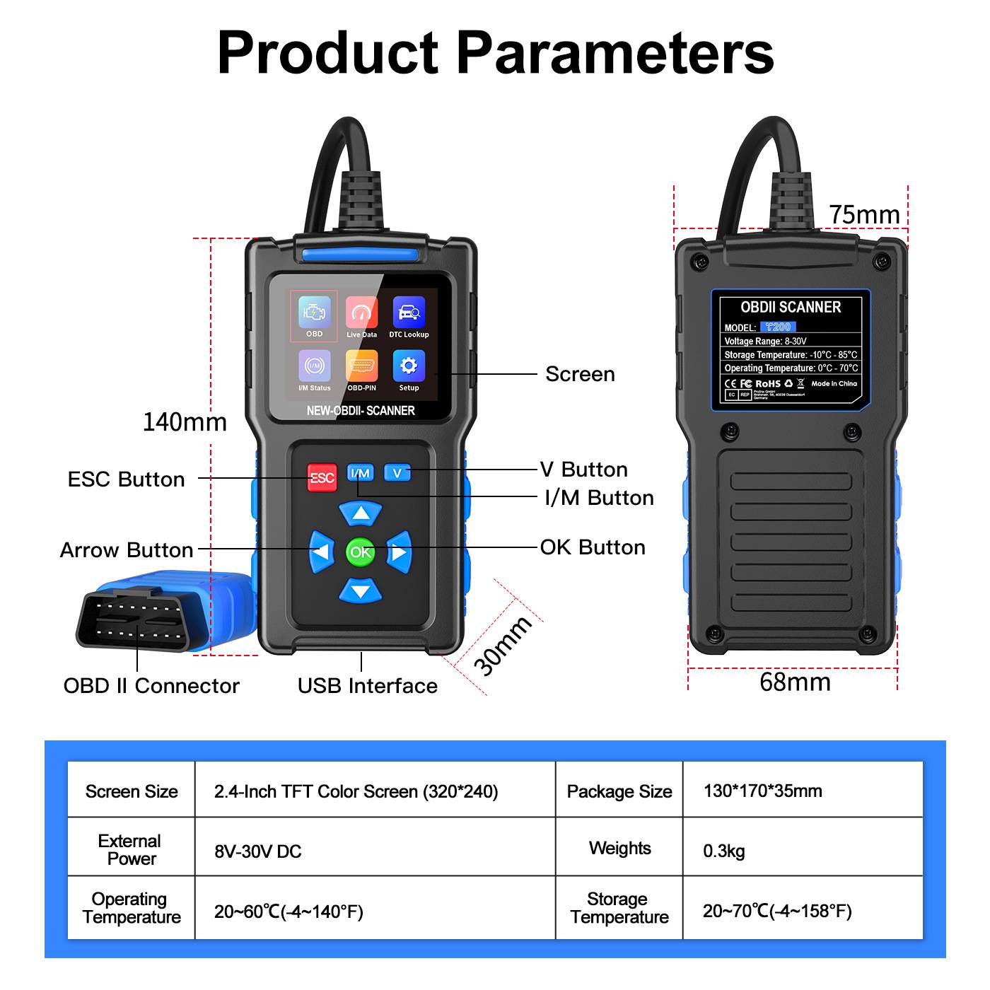 Obd Faults T200 automobile fault diagnosis instrument OBD II Scanner – GETOBDTOOL