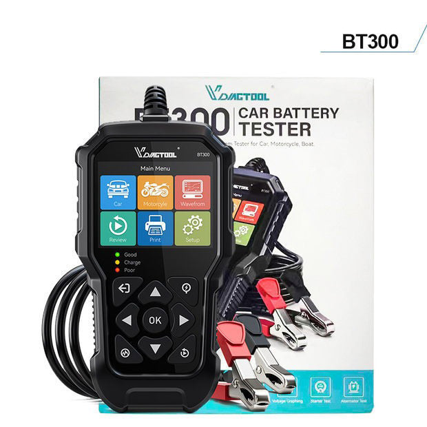 VDIAGTOOL iBT300 Replaced iBT200 Battery Tester for 12V Passenger Cars 100 to 2000 CCA Car Battery Analyzer