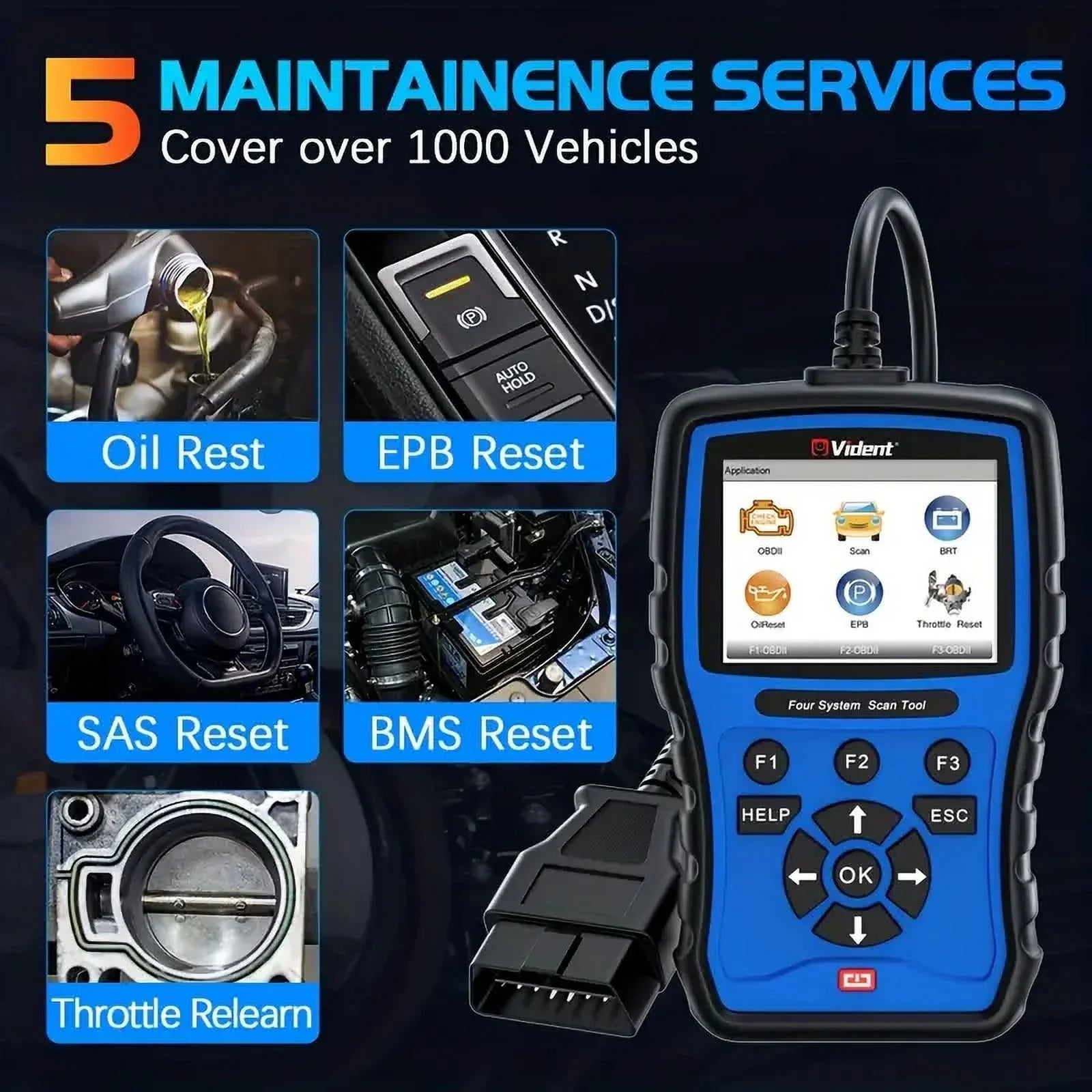 Vident iLink304 OBD2 Scanner Code Reader Scan Tool with 5 Resets Free Upgrade