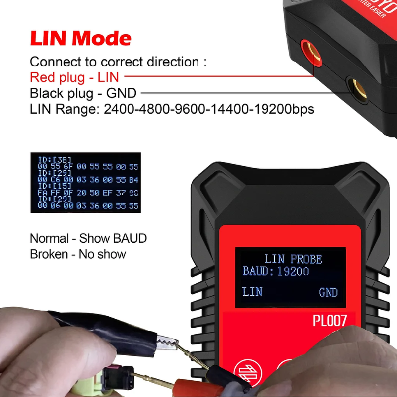 WOYO PL007 Multi-Protocol Signal Tester (CAN/LIN/PWM) & CAN Bus Analyzer With Baud Rate/ID Data Decoding And Auto-Polarity Detection For CAN-H/CAN-L