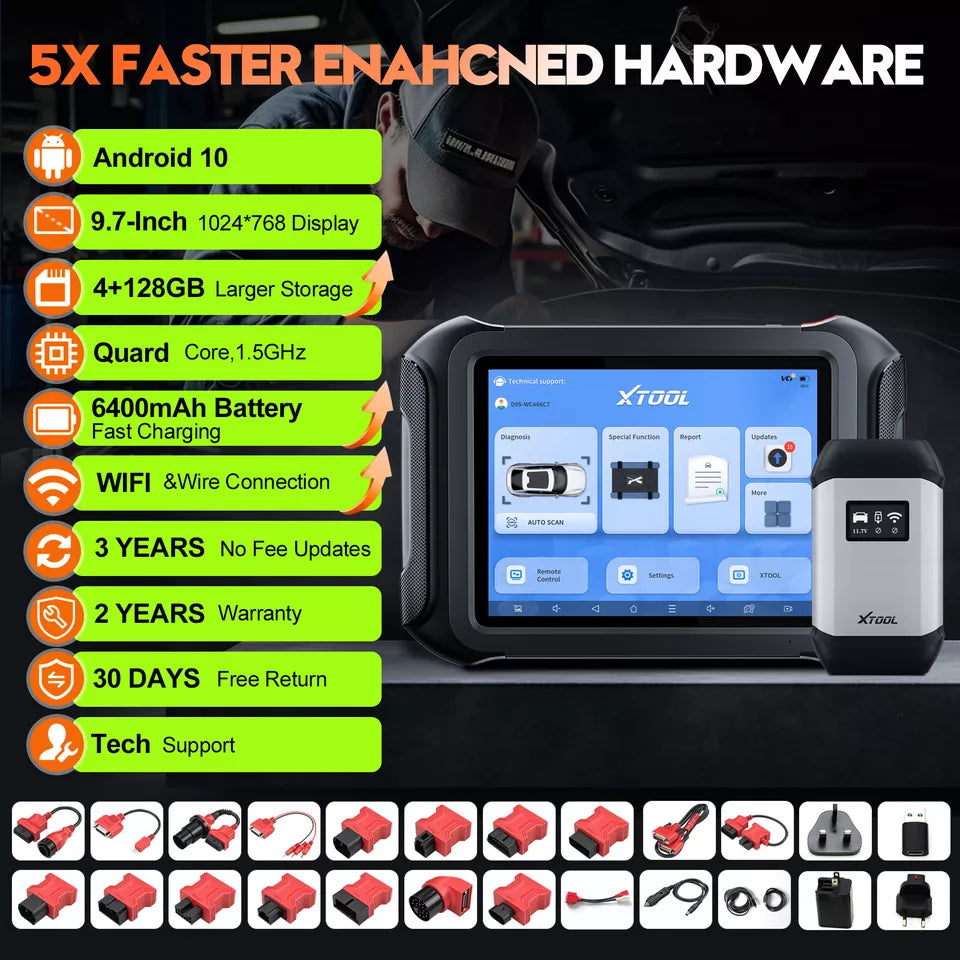 XTOOL D9S WIFI Automotive Diagnostic Scan Tool with CAN FD& DOIP Support ECU Coding 42+ Resets 3 years upgrade