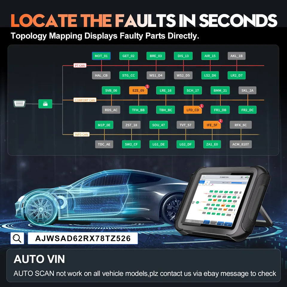 XTOOL D9S WIFI Automotive Diagnostic Scan Tool with CAN FD& DOIP Support ECU Coding 42+ Resets 3 years upgrade