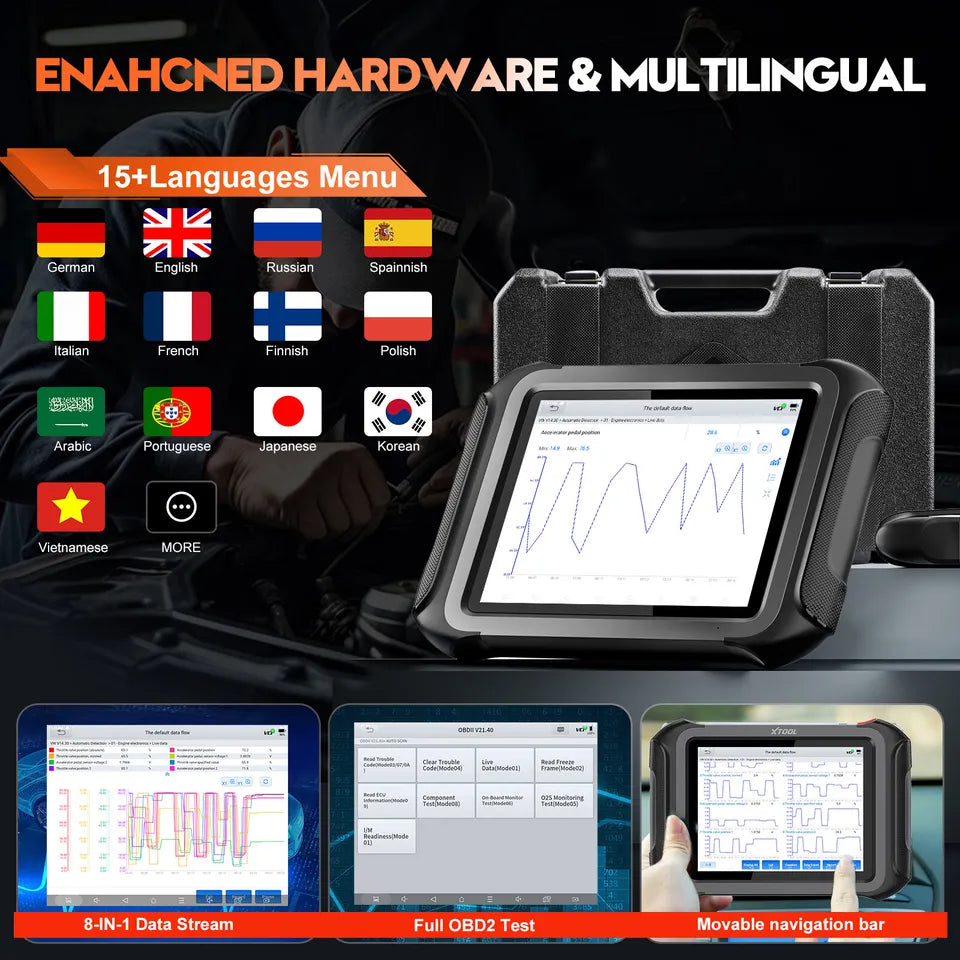 XTOOL D9S WIFI Automotive Diagnostic Scan Tool with CAN FD& DOIP Support ECU Coding 42+ Resets 3 years upgrade