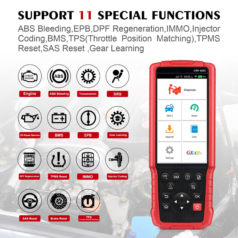 LAUNCH X431 CRP429C Auto Diagnostic Tool CRP 429C OBD2 Code Reader For Engine/ABS/SRS/AT+11 Service Better Than CRP129