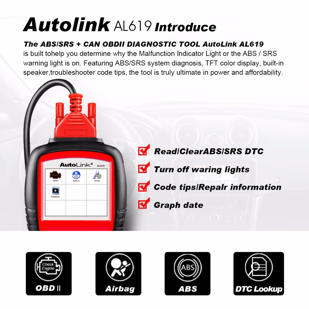 Autel AutoLink AL619 Auto Scanner Automotive Tool
