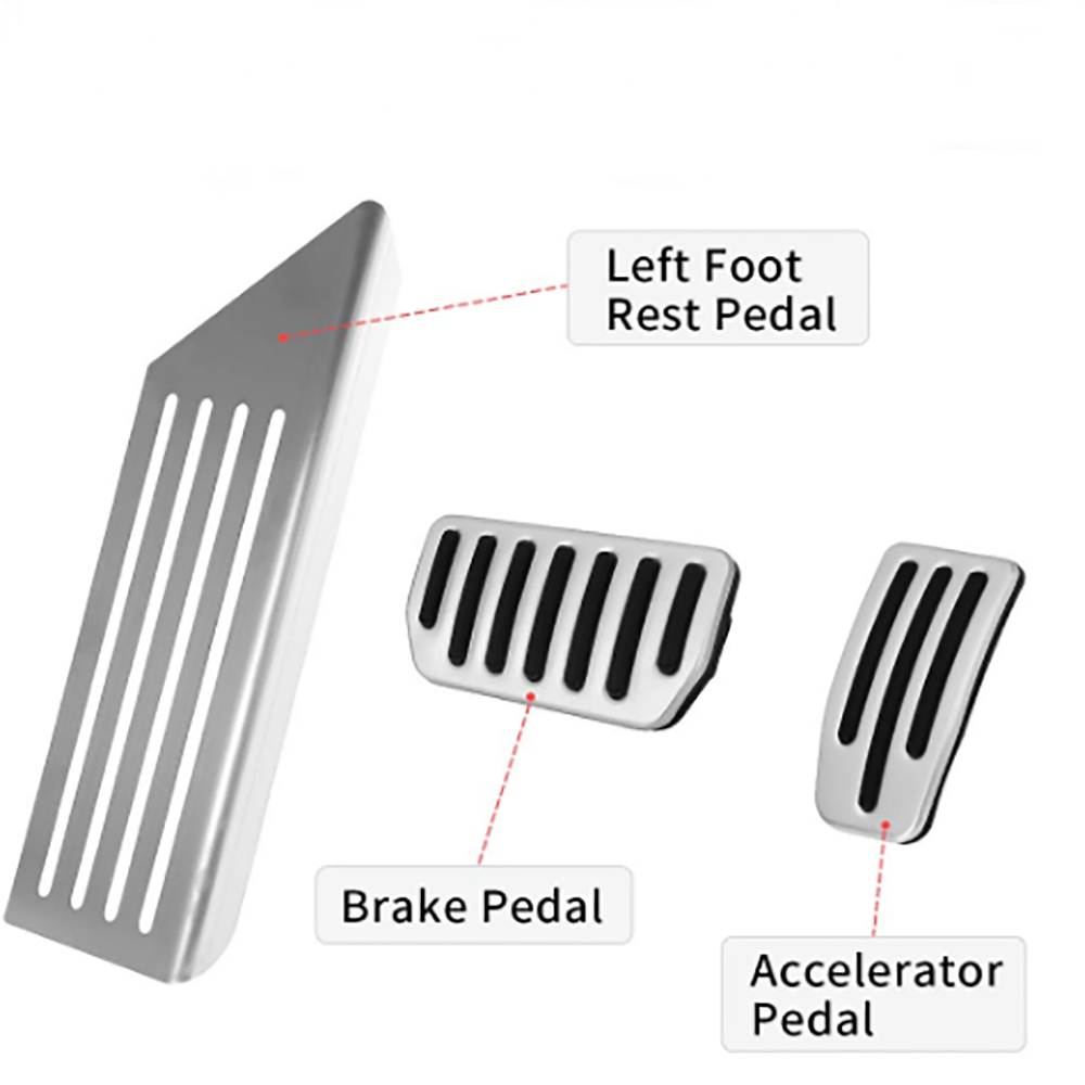 Anti-Slip Foot Pedal Pads, Auto Aluminum Pedal Covers, Accelerator & Brake & Foot Rest Foot Pedal Pads for 2017-2021 Tesla Model 3
