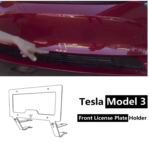 American Front License Frame, No Drilling, No Hole, No Adhesive For 2017-2020 Tesla Model 3