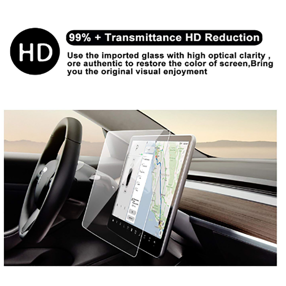 2017-2021 Tesla Model 3 Touch Screen Protector 15'' Hd Tempered Touchfilm Perfect Fitment No Need To Trim The Edges, Anti-Scratch and Shock Resistant