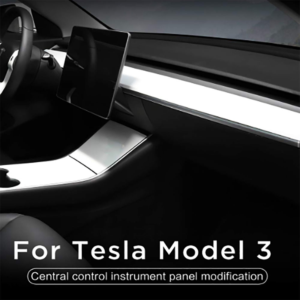 Center Control Panel Long Trim Strip Instrument Panel  Central Console Package kit Protection For 2017-2021 Tesla model3