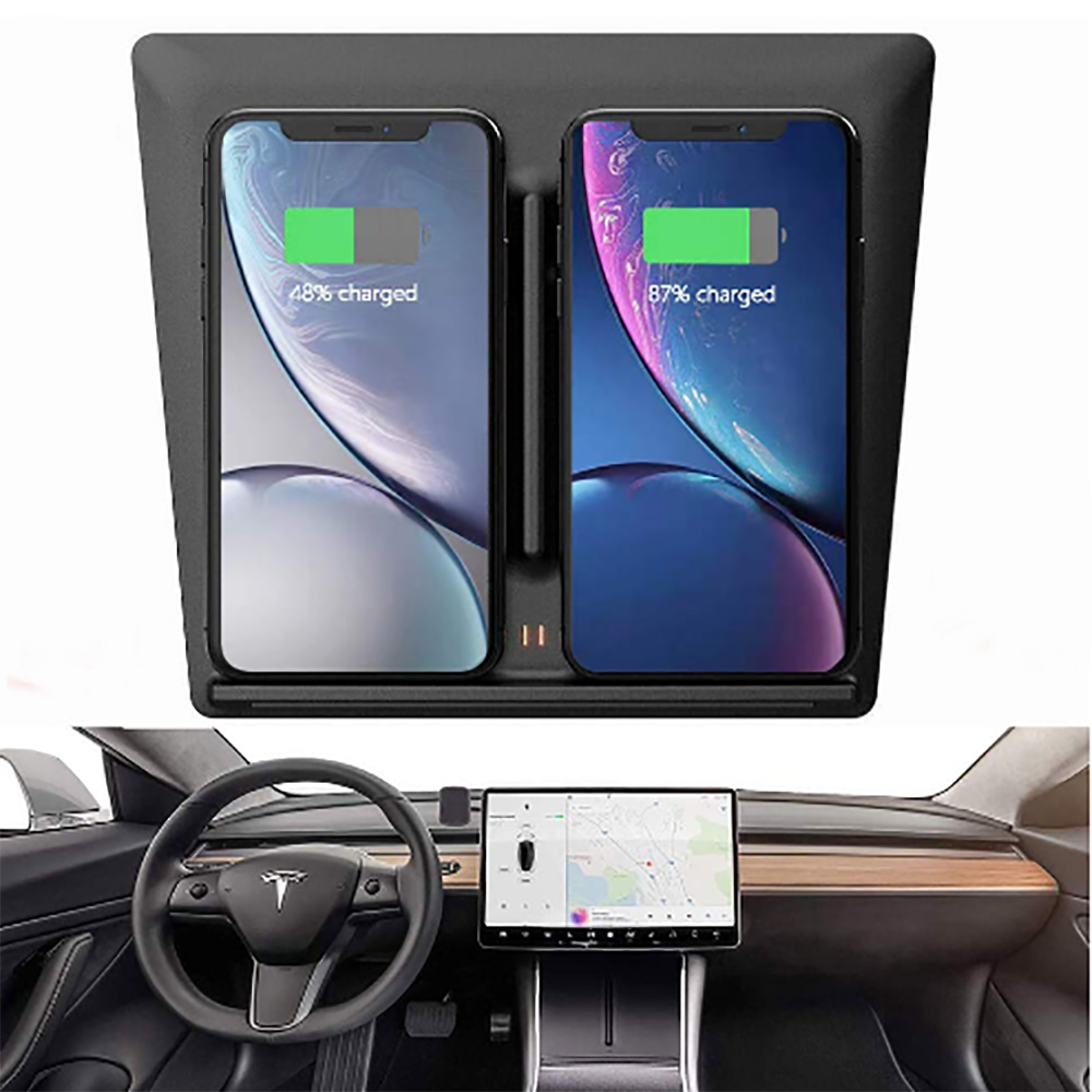 Wireless Charging for 2017-2020 Tesla Model 3 Dual QI Wireless Phone Charging Dock Center Console with USB Splitter Cable