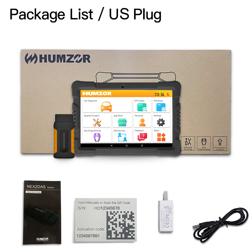 Humzor NexzDAS Pro with 9.6 inch Tablet Bluetooth Full System Auto Diagnostic Tool OBD2 Scanner Car Code Reader with IMMO/ABS/EPB/SAS/DPF/Oil Reset