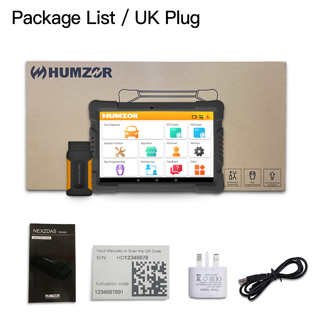 Humzor NexzDAS Pro with 9.6 inch Tablet Bluetooth Full System Auto Diagnostic Tool OBD2 Scanner Car Code Reader with IMMO/ABS/EPB/SAS/DPF/Oil Reset