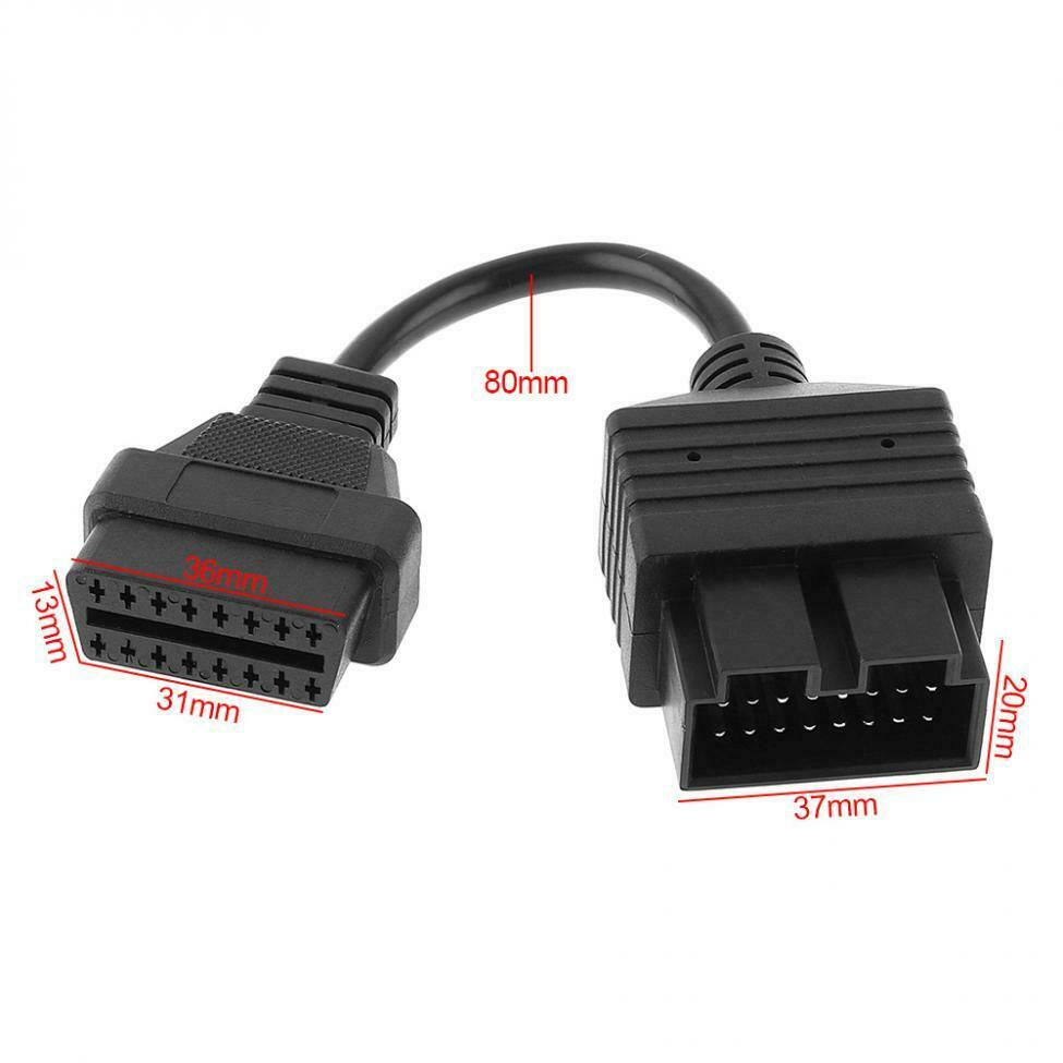 20cm 16pin OBDII Connector  Male to Female OBDII Connector