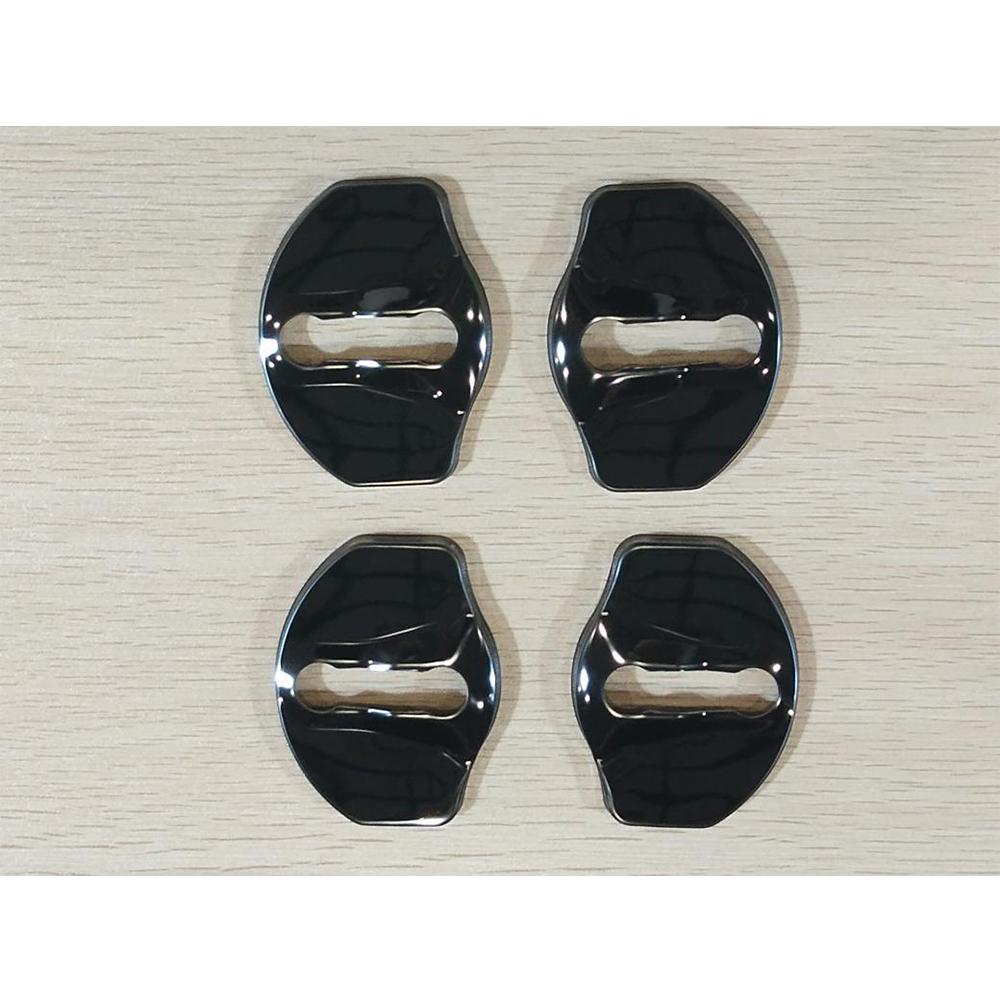Door Lock Cover Interior Accessories Stainless Steel Cover Pack 4pcs For 2017-2021 Tesla Model 3