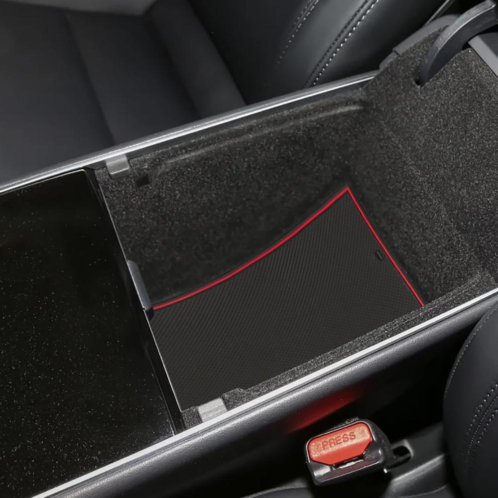 Non-Slip Gate Slot Mats Door Pad Center Console Mat?  Cup Mat for 2017-2021 Tesla Model 3 White-Black-Red