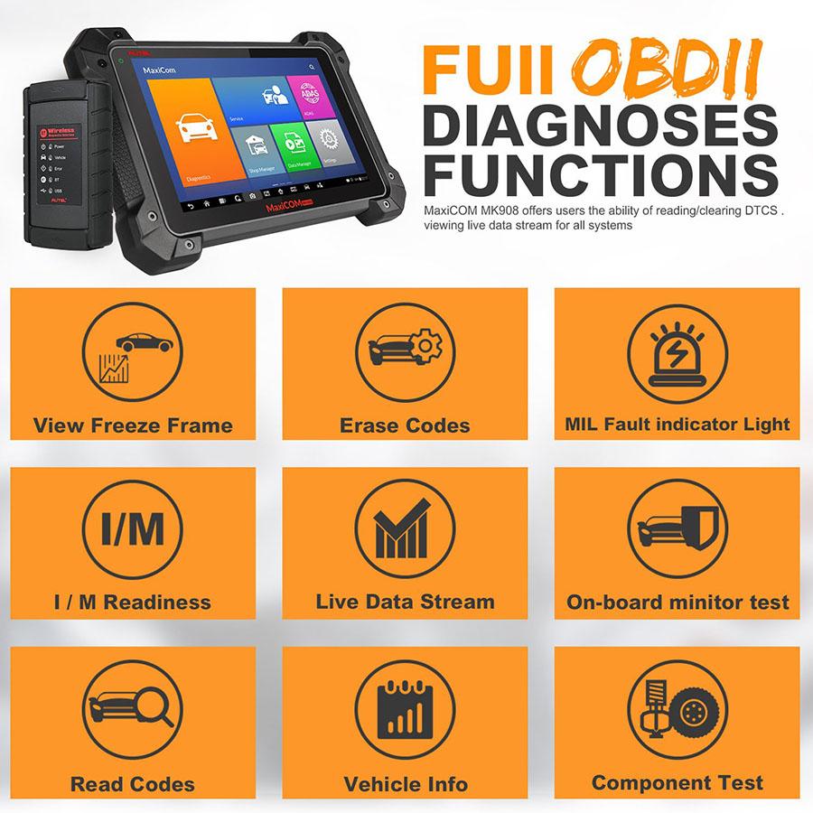 Autel MaxiCOM MK908 Full System Diagnostic Tool Support ECU/Key Coding Updated Version of Maxisys MS908