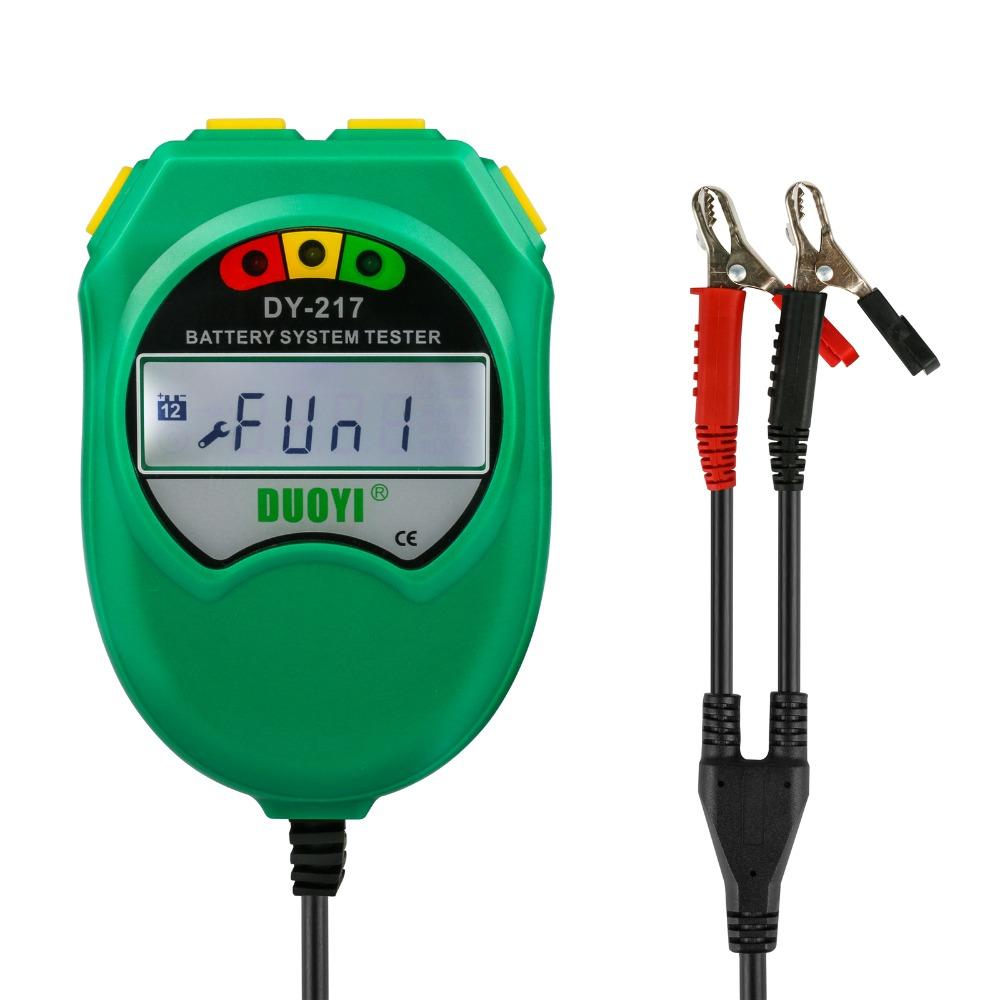 DUOYI DY217 9-18V Automotive Storage Battery Tester Lead-Acid Battery Healthy Analyzer CCA 100-1700 LCD Display Diagnostic Tool