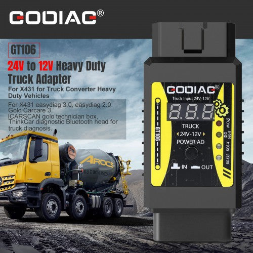 2023 Godiag GT106 24V to 12V Heavy Duty Truck Adapter Converter Supports Easydiag ThinkCar Thinkcar2 Thinkdiag