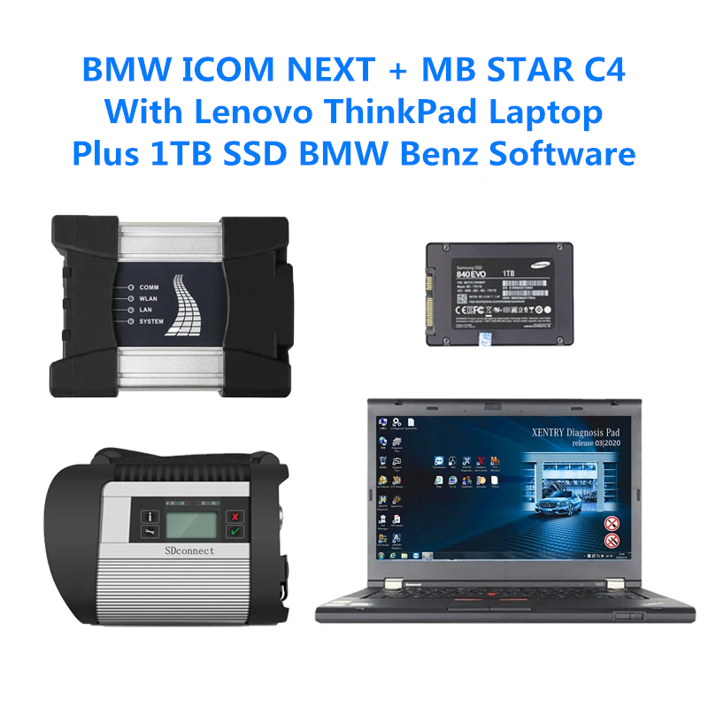 BMW ICOM NEXT A + MB STAR C4 DOIP with laptop plus 1TB HDD/SSD BMW BENZ Softwares Full Set Ready to Use