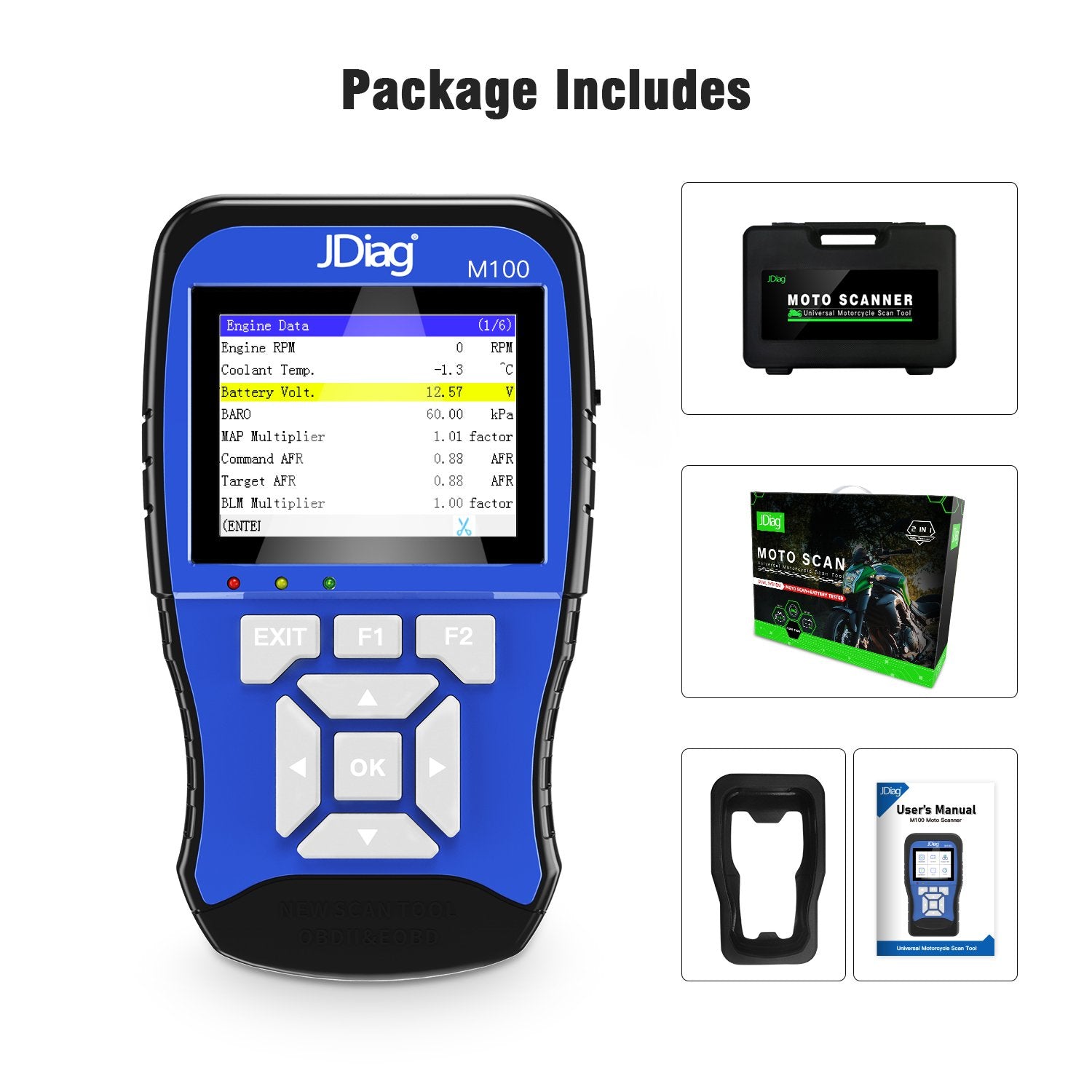 Motorcycle Engine Analyzer M100 Motorcycle Diagnostic Tool for Kawasaki Yamaha Suzuki Moto Scanne ...