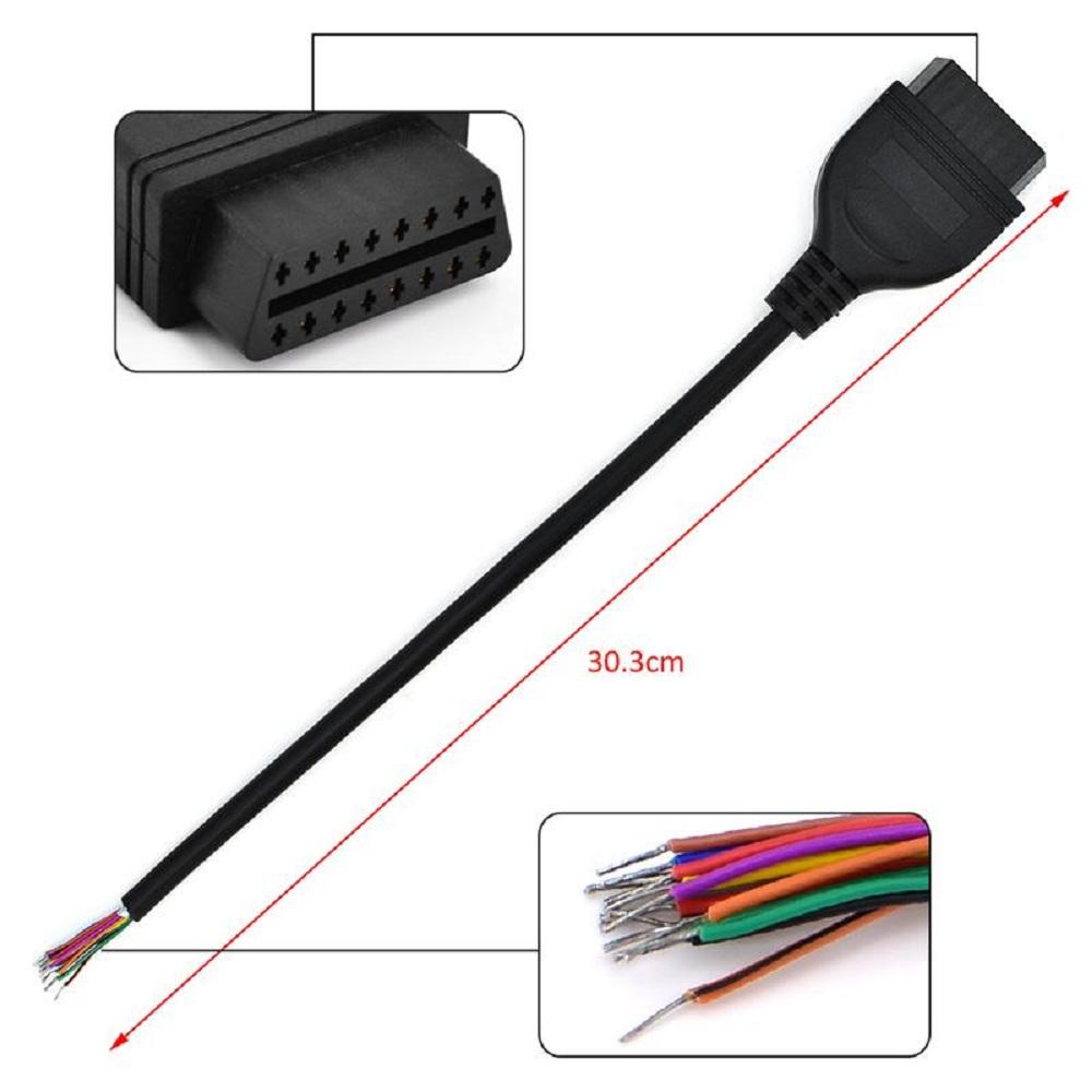 OBDII 16Pin Female Extension Open Cable OBD II Female End Open Cable Converter