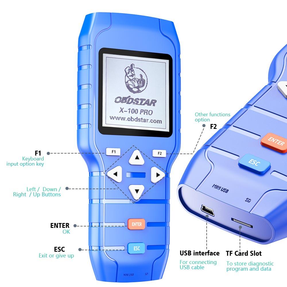 Obd Programmer OBDSTAR X-100 PRO Auto Key Programmer (C+D) Type for IMMO+Odometer+OBD ...