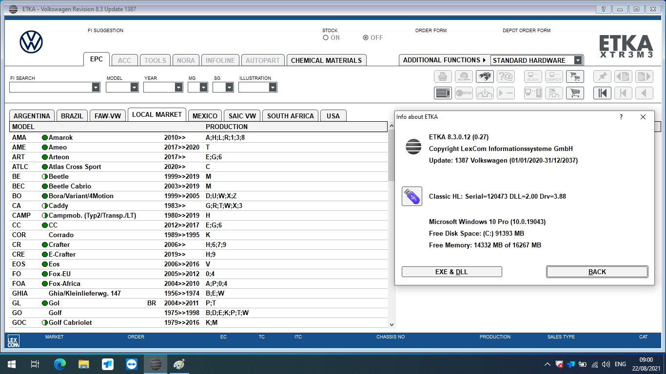 ODI-S Software V7.21 VW Audi Elsawin 6.0 Vag ETKA 8.3 ODI-S Engineer S ...