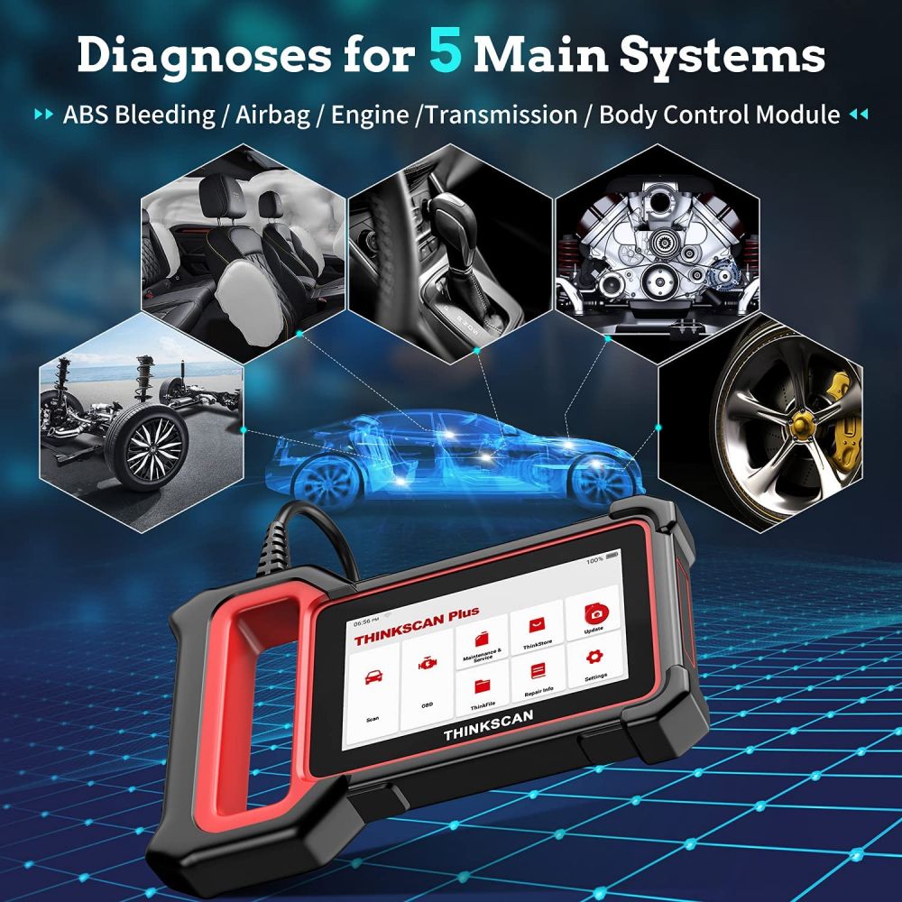 THINKCAR ThinkScan Plus S4 Diagnostic Scan Tool with 28 Reset ABS/SRS/Engine/Transmission/BCM OBD2 Scanner
