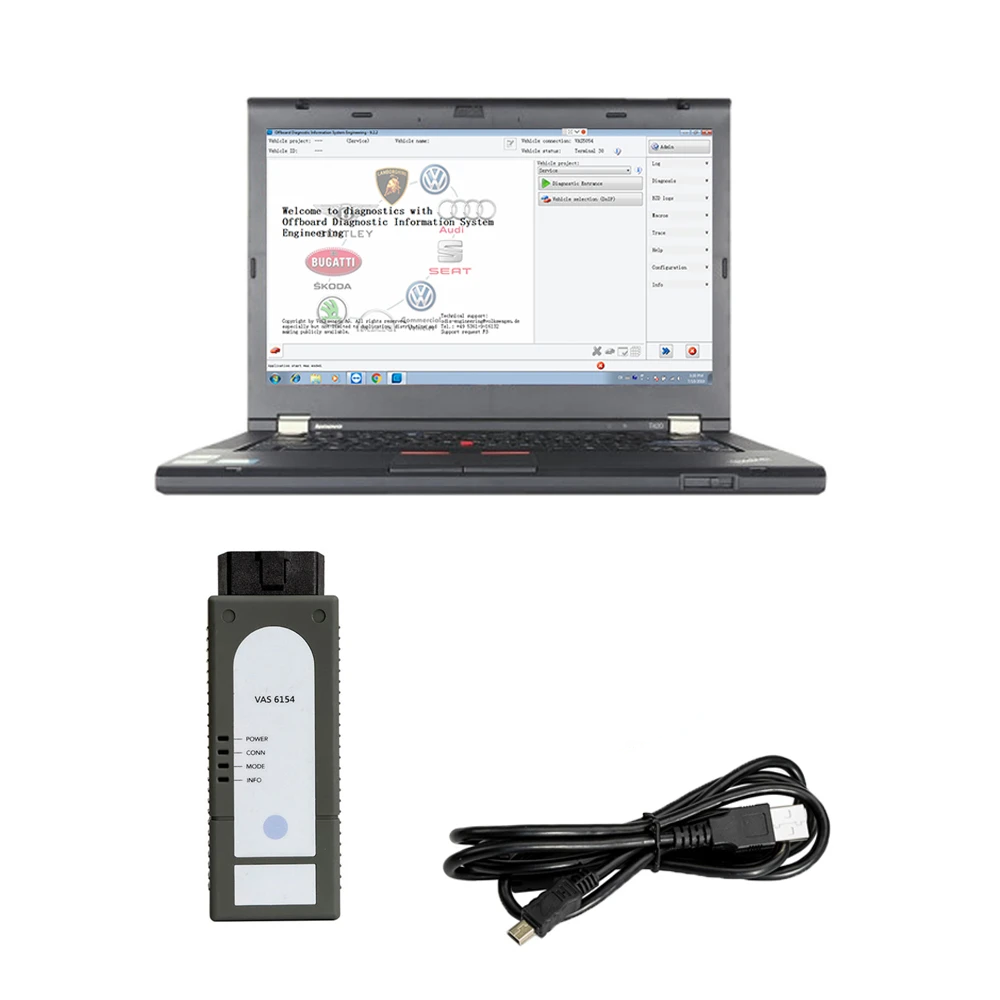 V-AS 6154 VAG Diagnostic Tool With Lenovo T420 Laptop installed ODI-S Software 256G SSD Full Set Completed