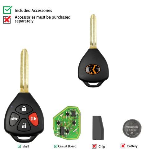 Xhorse XKTO02EN Wire Universal Remote Key Toyota Style Flat 4 Buttons for VVDI VVDI2 Key Tool 5pcs/lot